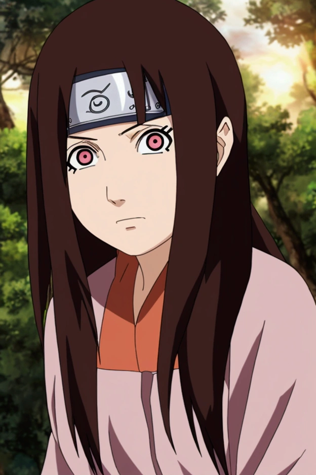 A girl from Naruto with dark brown hair and dark eyes like the night 