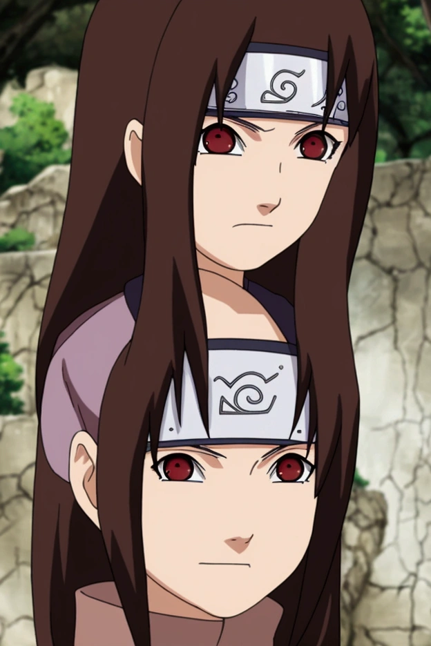 A girl from Naruto with dark brown hair and dark eyes like the night 