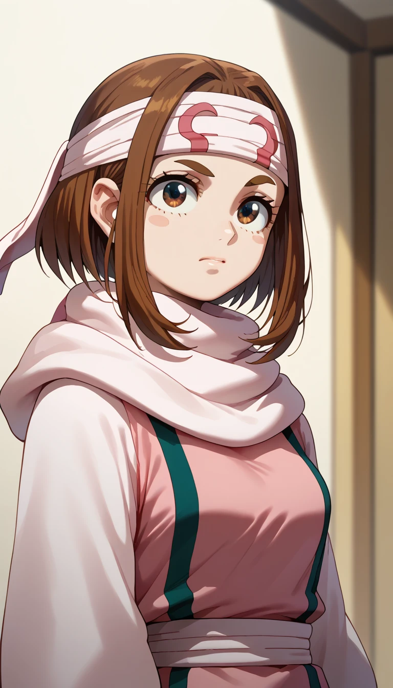 (Ochaco Uraraka) score_9, score_8_up, score_7_up,  1girl, kyoukai  cowl headband  