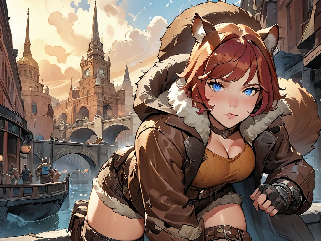 Big breasted, cat girl, mountain