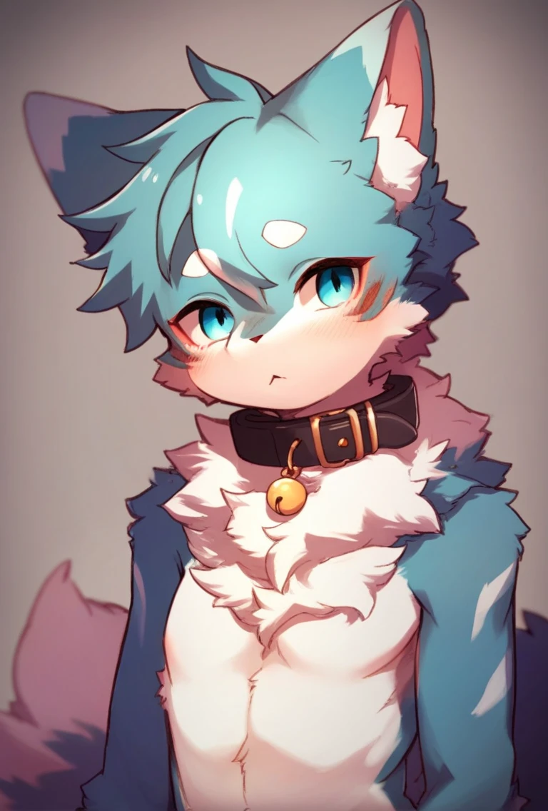 Kemono, femboy, collar, neck fluff, source_furry, score_9, score_6_up, zPDXL 