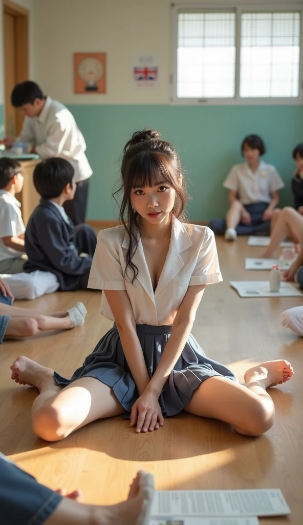 (masterpiece) , ((perfectionな解剖学的描写)) , (Like a photograph), (bangs), (Light brown hair) ,(perfectionなレースのブラジャー、perfectionなTback、White or pink、Crouch down、Full body description、M-shaped splits、1.6) Beautiful Face, sunlight, Cinematic Light, Beautiful woman, Beautiful eyes are so cute, Princess Eyes, ( Iris), 8 heads, 8k resolution, Cute Chinese, elegant, perfection, dynamic, Attention to detail, Concept Art, Smooth, (Facing the audience), Shot in real natural light, Good hairstyle, Beautiful teenage face