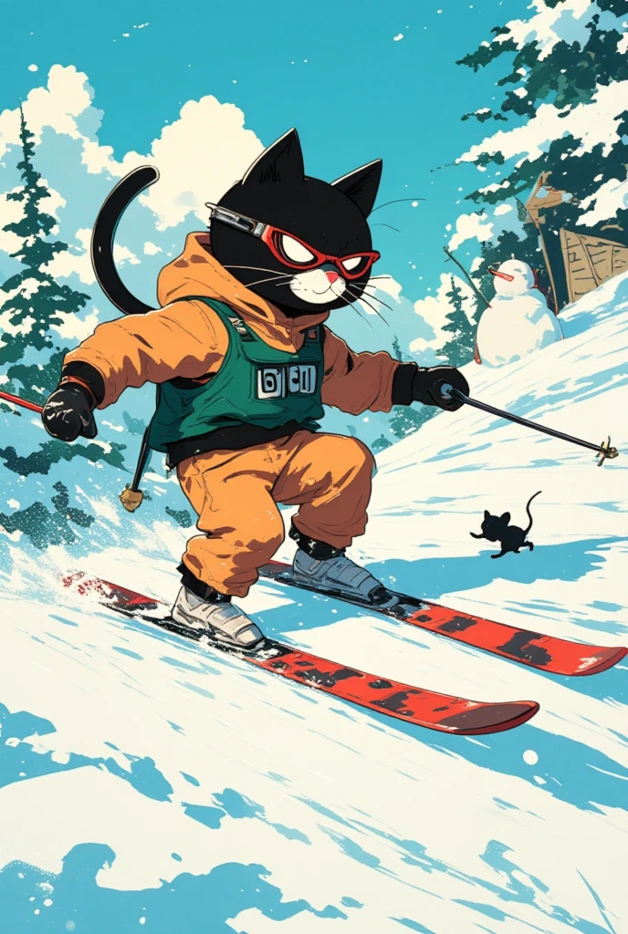  Alpine Skiing Thief Cat ,slalom,cartoon,mappy,mappyart, cartoon,Stuffed Toy Art  , teddy bear, Toy Machine  , Chill Hop,  album art,  Art depicting pop characters  ,  Psychedelic Hip Hop album art ,   promotional art , Downhill, snowman, Snowflakes ,Olympic,clock,Thief Cat Chasing Mouse 