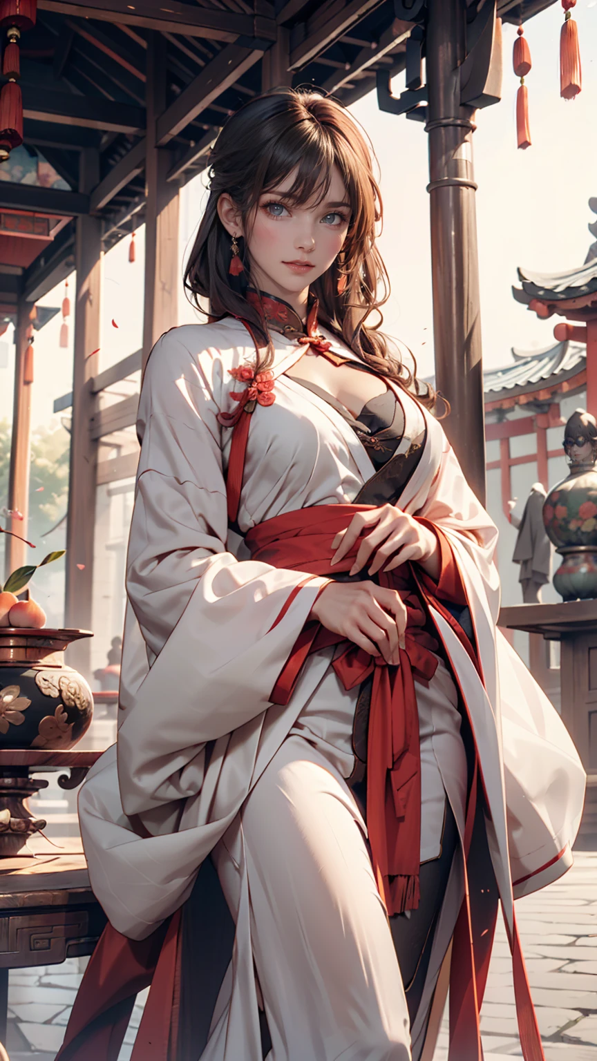 Masterpiece, Best Quality, ((head, hands and feet in frame)),( full body picture),1girl,fit,athletic, small breasts, picture of a stunning beautiful beeing from japanese folklore kitsune, a mystic woman with beautiful defined body unnatural long black hair, white fox ears, nine white fox tails, a beautiful (magent-peach-white kimono robe(multilayered) one nude shoulder and one legs shown,with beautiful patterns and flower prints, dancing in moonlight in garden(full moon and clouds) the whole scenery is dark and a bit of scary but also awe inspiring. asia paper lanterns, (ultra detailed), (most absurd), (highres), (official art:1.4), (illustration:1.4), (clear image:1.2),(delicate illustration: 1.2), 8k ,(detailed face:1.3), (highlights in eyes:1.3), (detailed fur:1.3), (detailed skin:1.3), , perfect drawing lines. graphic asia background, very detailed, comicbook style,1 line drawing,makeup,