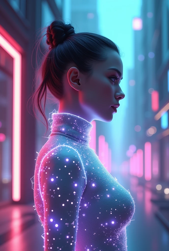 Create a AI  image of human voice converting into energy in 2040
