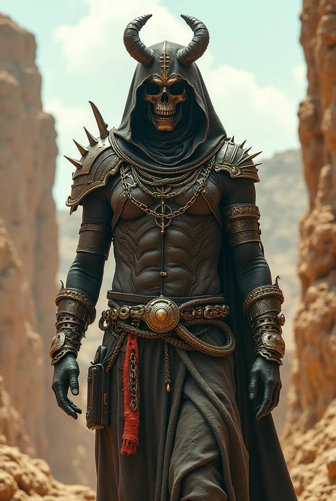 (best quality, masterpiece), ghoul, shirtless, pants, cloak, stump arms, sword arms, red eyes, vicious, ragged, dyslexic, zombie, desert background