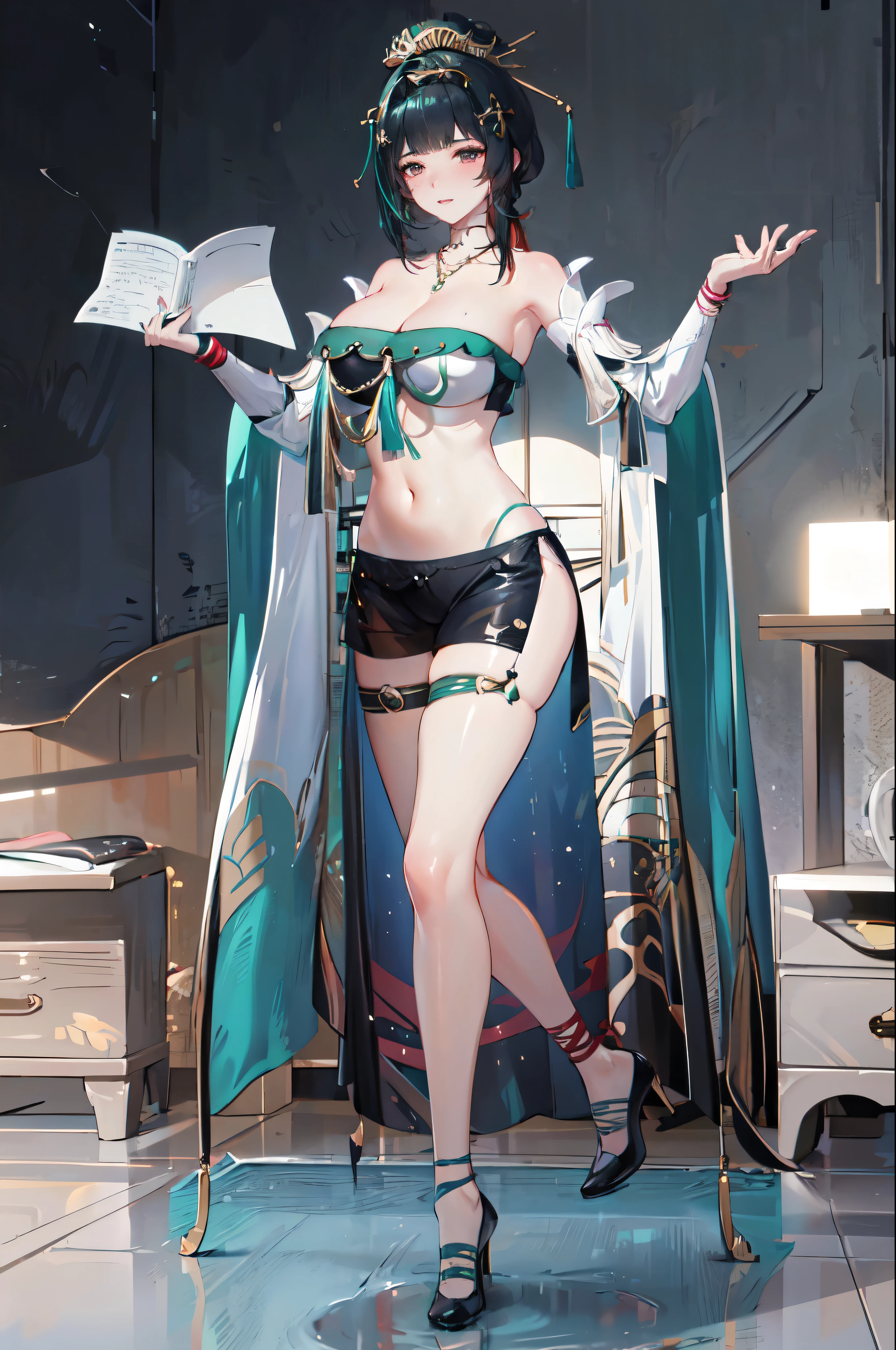 masterpiece, {{{{{dancer, Dancer, belly dancer, Belly dancer, Belly Dancer}}}}}, highres, Super detailed, very detailed, highest quality, best quality, super detailed, standing, high quality, high-definition, extremely detailed, mature female, full body drawing, Full body drawing, straight body, slender body, Slender body, Slender Body, slender belly, Slender belly, Slender Belly, (large breasts), (masterpiece), (best quality), (hyperdetail), (illustration), ((extremely delicate and beautiful)), (detailed light), (prefect's body), hanging hand over head, hanying, Hanying, HanYing, sexy, sexy belly, Sexy belly, Sexy Belly, sexy belly line, Sexy belly line, Sexy Belly Line, sexy belly button, Sexy belly button, Sexy Belly Button