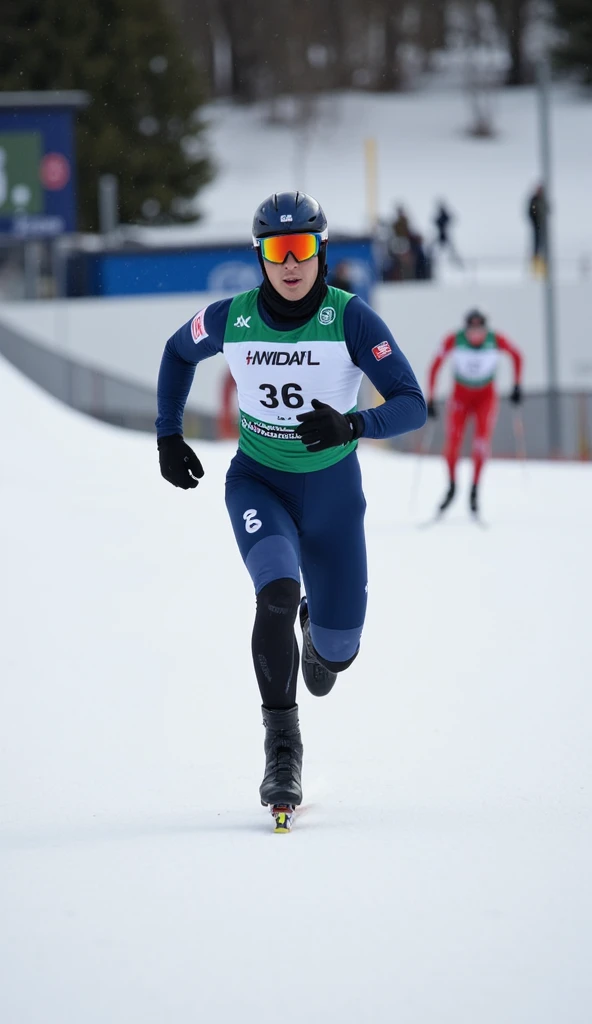 (Athlete), On the skating track, athletes wearing ice skates are gliding at high speed, with a light body. The background is the audience, full body, (Photography), panoramic view, award-winning, cinematic still, emotional, vignette, dynamic, vivid, (masterpiece, best quality, Professional, perfect composition, very aesthetic, absurdres, ultra-detailed, intricate details:1.3)