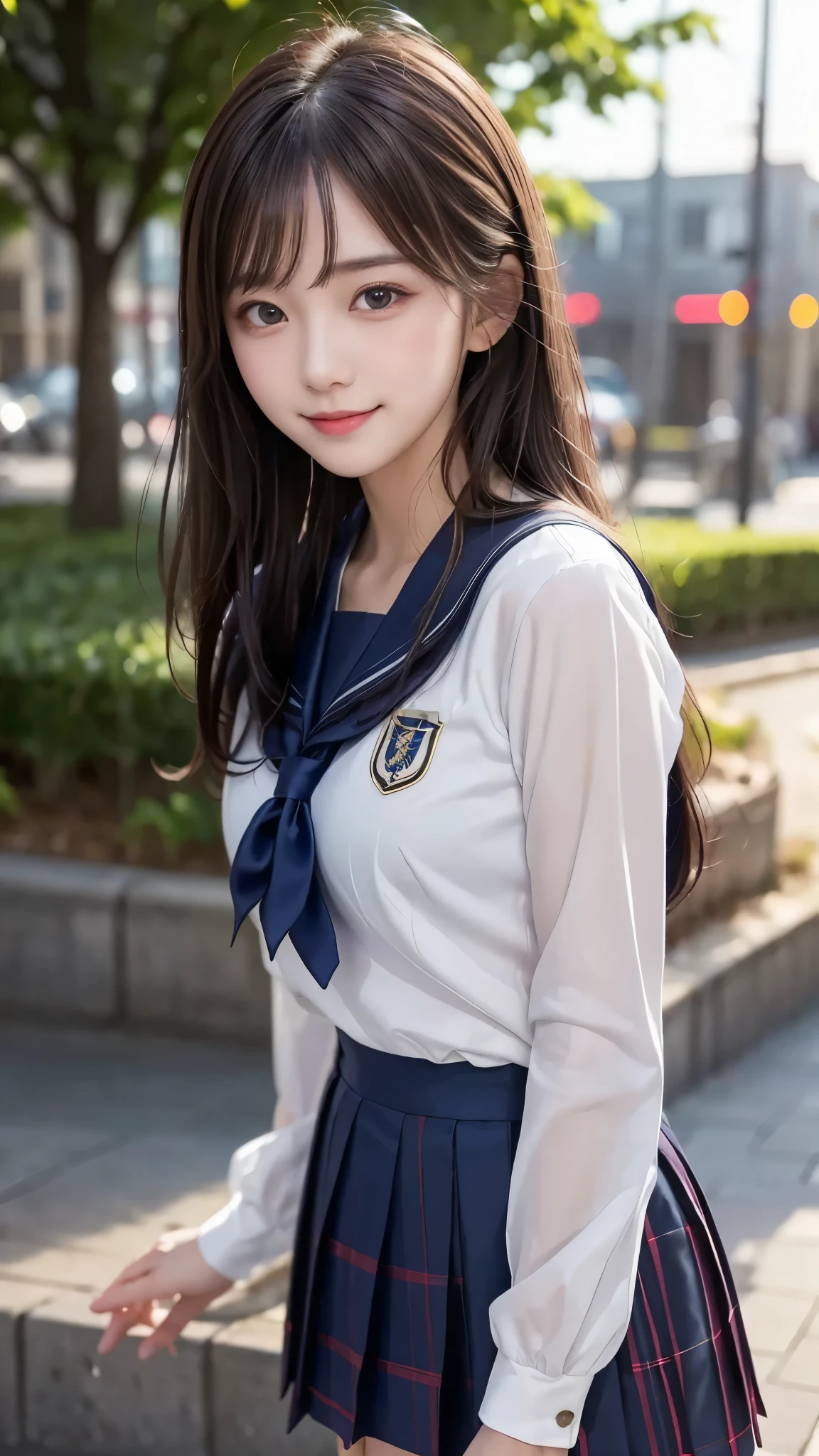  1 girl,  very cute,  amazing face and eyes, (Beautiful lovely smile), ( very detailed美しい顔), Bright and shiny lips, Keep staring at me,  very beautiful , ( school uniform:1.3), ( top quality:1.4), ( stone open-air bath surrounded by very high quality ), ( very detailed), ( surreal,  photorealistic:1.37),  realistic skin texture , 8kの壁紙に very detailedCGを組み込む,  RAW photo,  professional photos ,  movie lighting, dress