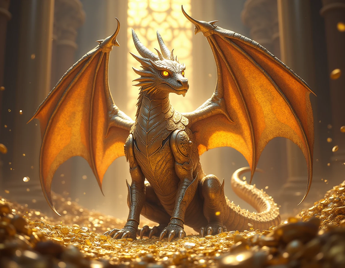 A golden dragon surrounded by dazzling light