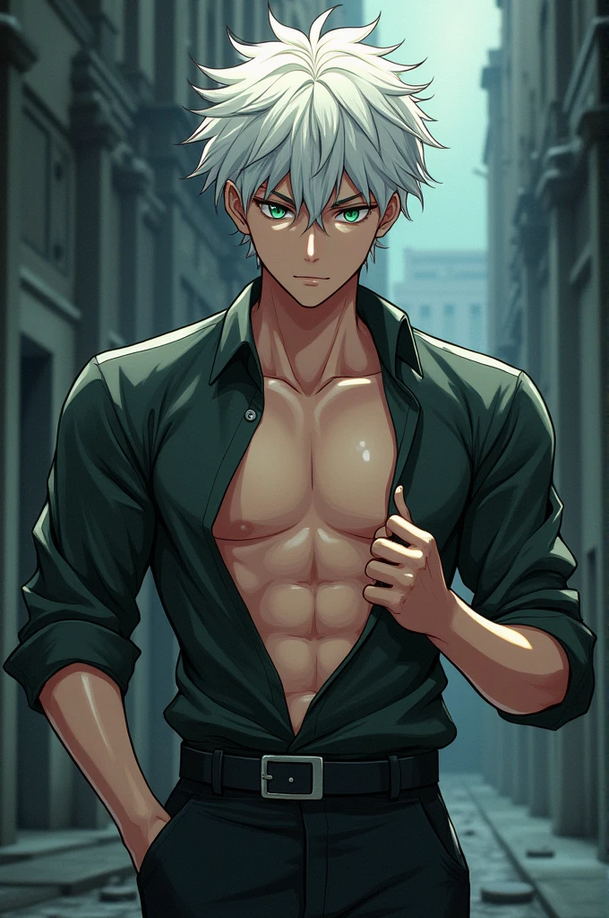 white haired male ager, training with knife, angry, realistic epic, photo, faded, complex things around, background room all white, no window, soaked, neutral colors, (((((hdr)))), ((((soft colors)))), intricate scene, artistic station, intricate details, vignette,
