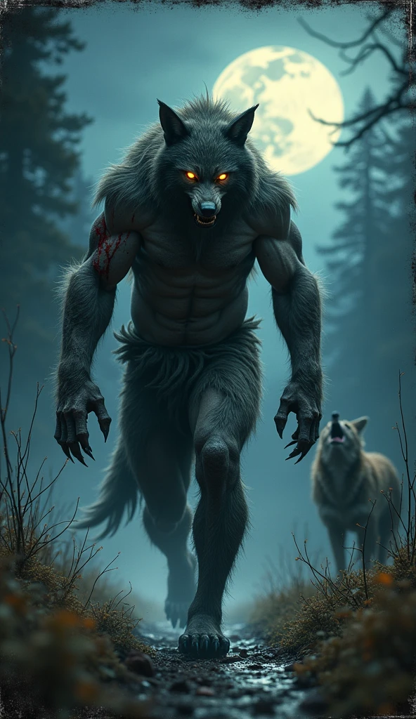 Beneath the full moon's glow, the Man-Wolves of Ossory prowl—half-human, half-beast, their eyes ablaze with primal hunger. Fur shimmers in the moonlight as they roam the misty moors, guardians of ancient secrets and harbingers of the wild.