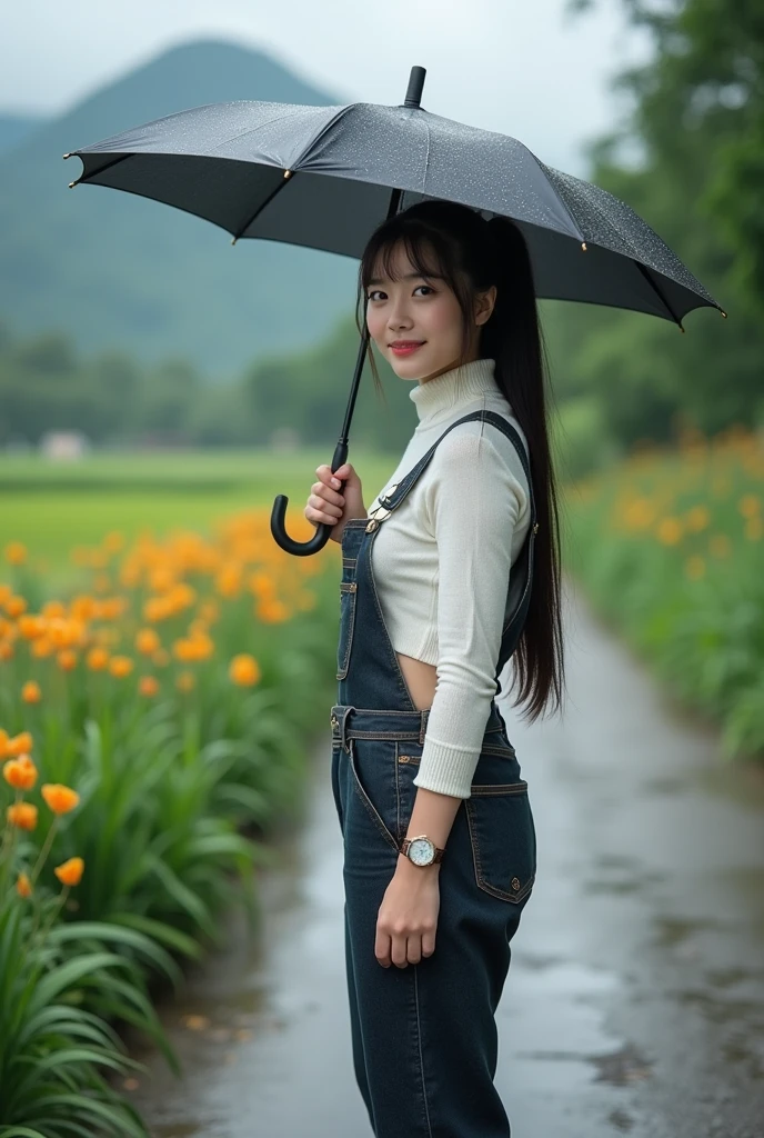((Best quality, 8K HD, Masterpiece: 1.3)),(Wet clothes: 1.1), (rain, grassy fields: 1.3), 1 beautiful woman taking pictures on the grass，RAW photos，tmasterpiece，（highdetailskin：1.2），8k ultra high definition，digital SLR camera，gentlesoftlighting，high high quality，filmgrain，富士XT3，20 years old Asian woman，Wear simple clothes，T-shirt and skinny jeans，Detailed clothing details:1.3，perfect body figure，Perfect breasts and nipple bulge，The legs are straight and slender，（（Branded stylish shoes:0.6）），Super detailed facial details and skin，Fair pink face and skin，The skin is pink，with light glowing，二重まぶた，Super detailed eyes，(Gloss on lips, eyeslashes, Glossy face, Best quality, Super high resolution, warm color，Wide lighting, naturalshadow), Sense of postural diversity, Full body shooting: 1.8