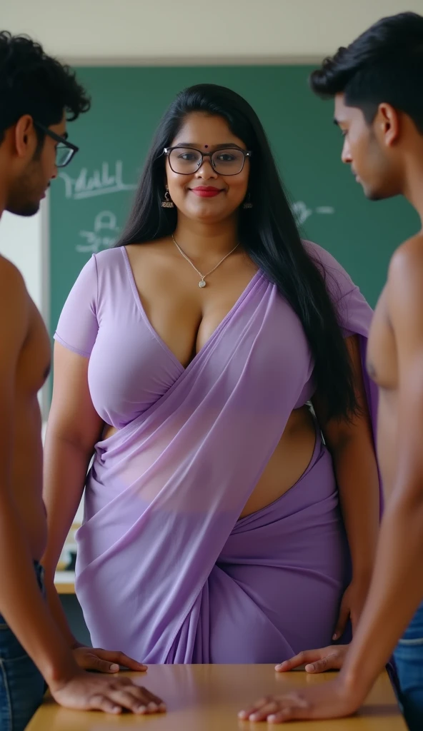 A beautiful curvy Indian school girl with big breast kissing and riding a boy's dick in classroom, doing sex, angry