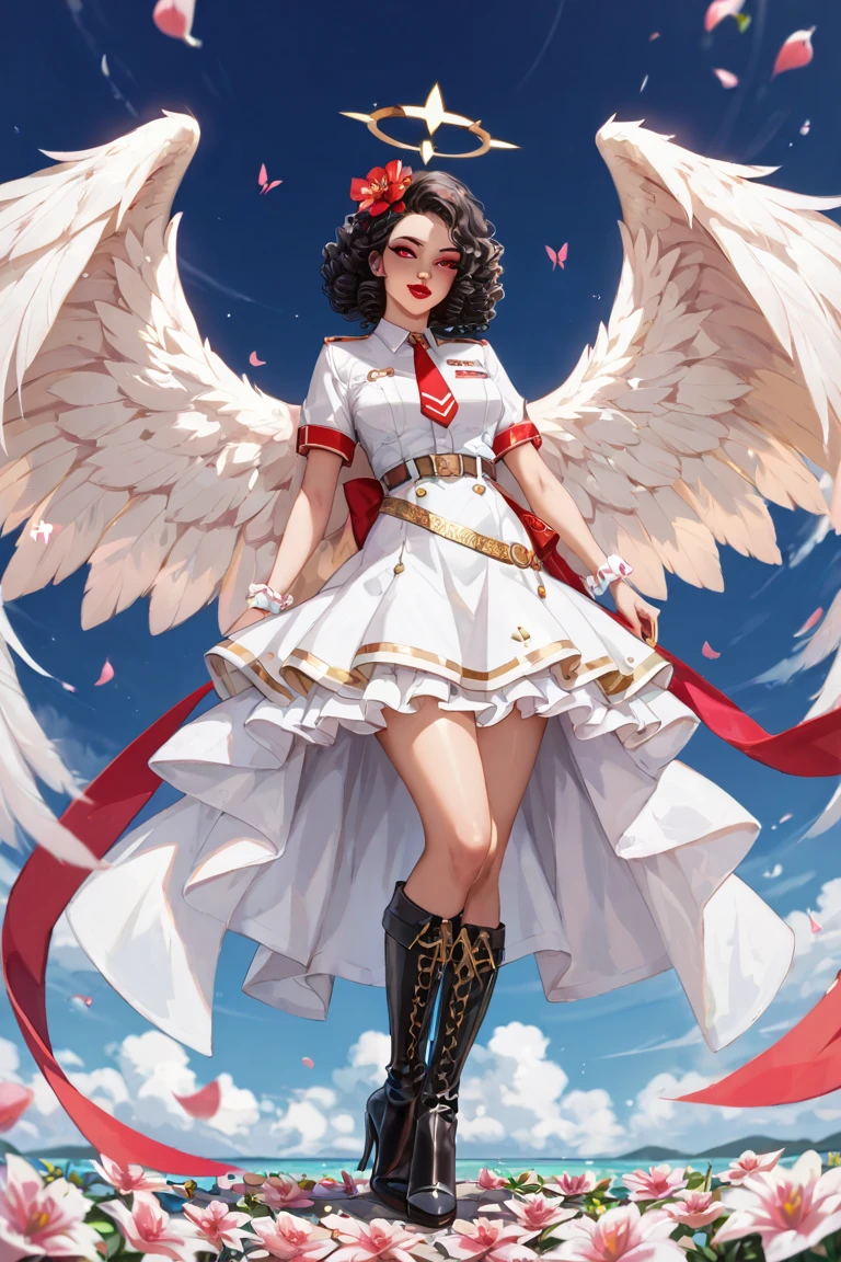 (full body:1.5),(looking at viewer:1.4),(anatomy correct:1.3),(In the paradise of the day:1.3),(Wearing Very thick Printed Pantyhose and JK Student Dress Printed Pleated Skirt and JK uniform leather shoes,and a large amount of jewellery :1.3), (A high jump posture:1.3),(In pink|amarelo|blue colors|green color|red colour|white colors|black in color|purpleish color|greys|Beige|Flesh color 1.4),,(Accurate and perfect face:1.4),(Clothing Gloss:1.25),(Skin reflection:1.25),hyper HD, Ray traching, reflective light,structurally correct, Award-Awarded, high detal, lightand shade contrast, Face lighting,cinmatic lighting, tmasterpiece, super detailing, high high quality, high detal, best qualityer, 16k,high contrast,
