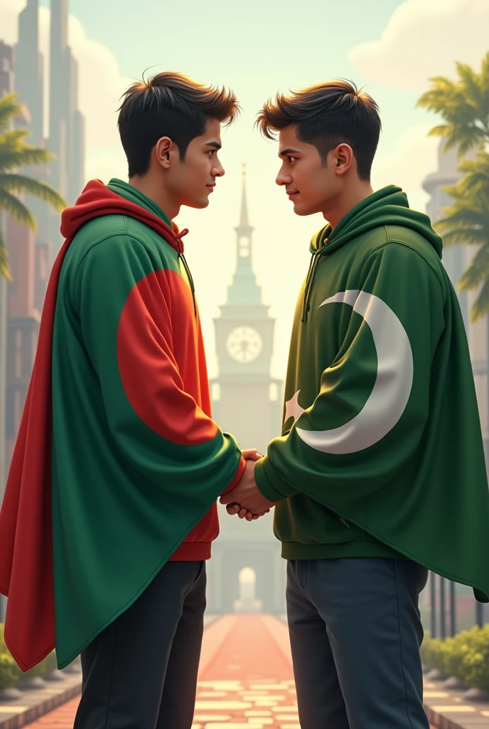Bangladesh Pakistan Muslim brother brother with country flags