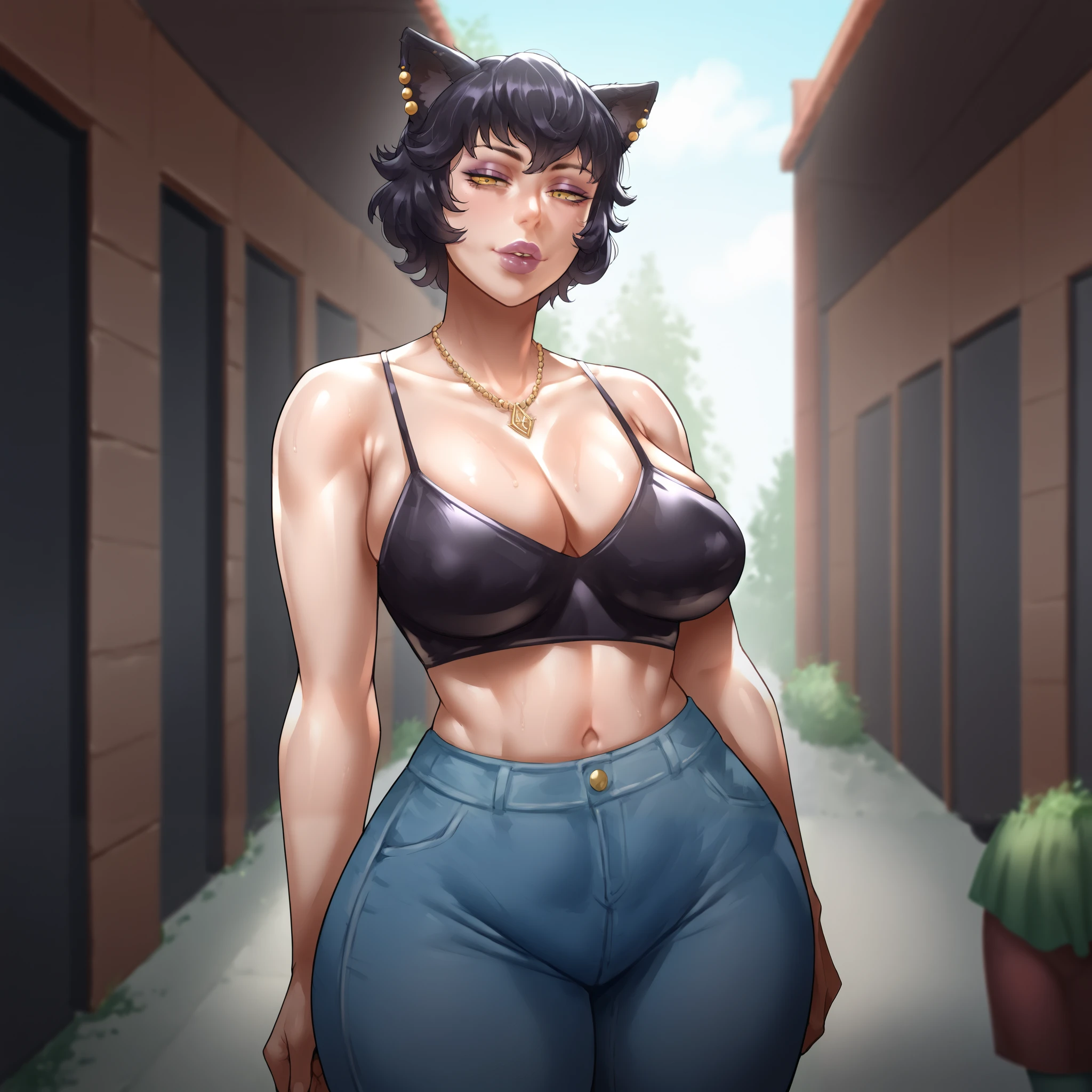 score_9_up, score_8_up, score_7_up,score_6_up, score_5_up, score_4_up, rating_explict, 1girl, kali belladonna from rwby, older woman, full lips, MILF, wide hips, slutty clothing,