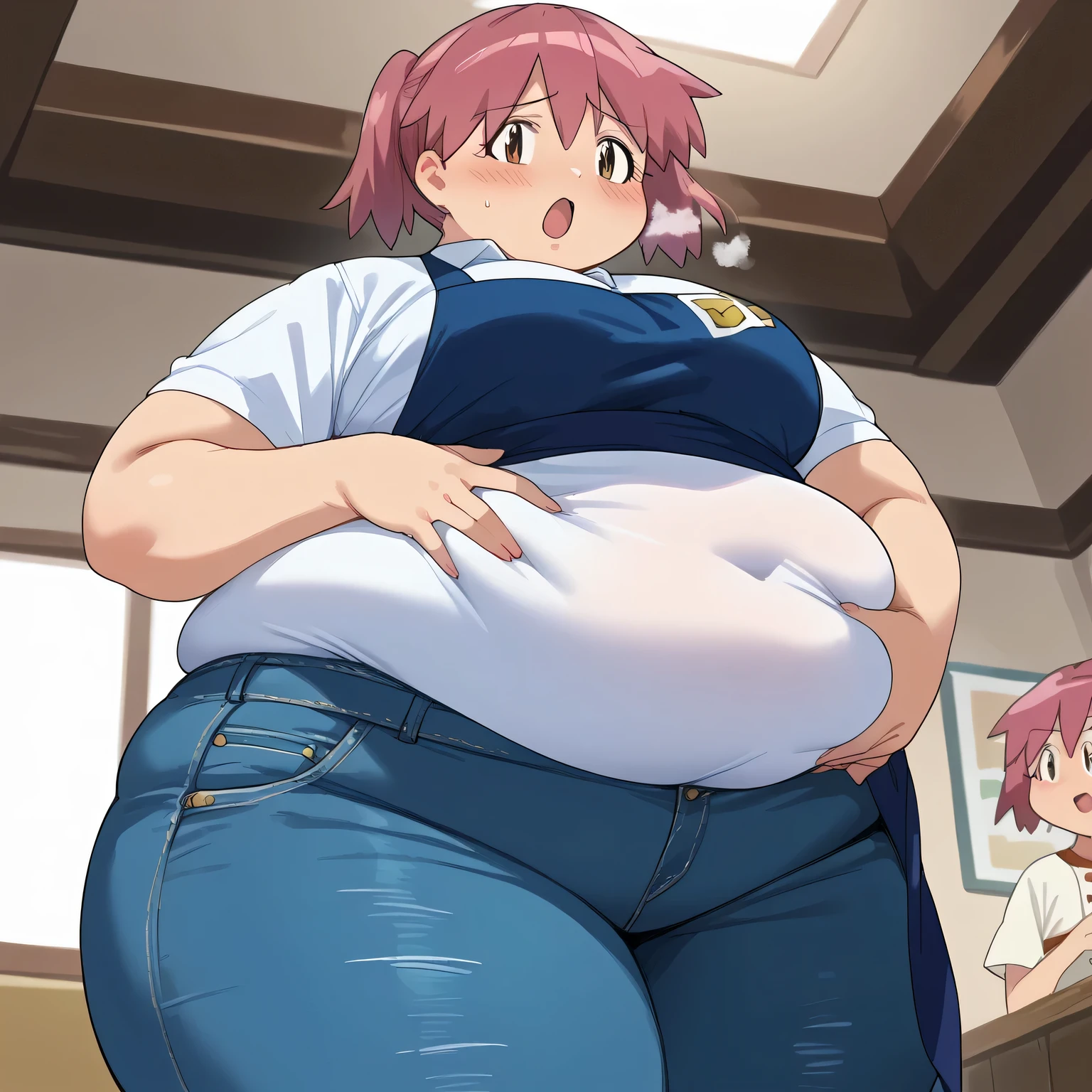 score_9, score_8_up, score_7_up, 1girl, ,(()) indoors, bedroom, , ((embarassed and excited emotions)) school uniform, sweater, pleated skirt, (), (safe for work), (covered breasts), (spherical inflation), (2 girls)