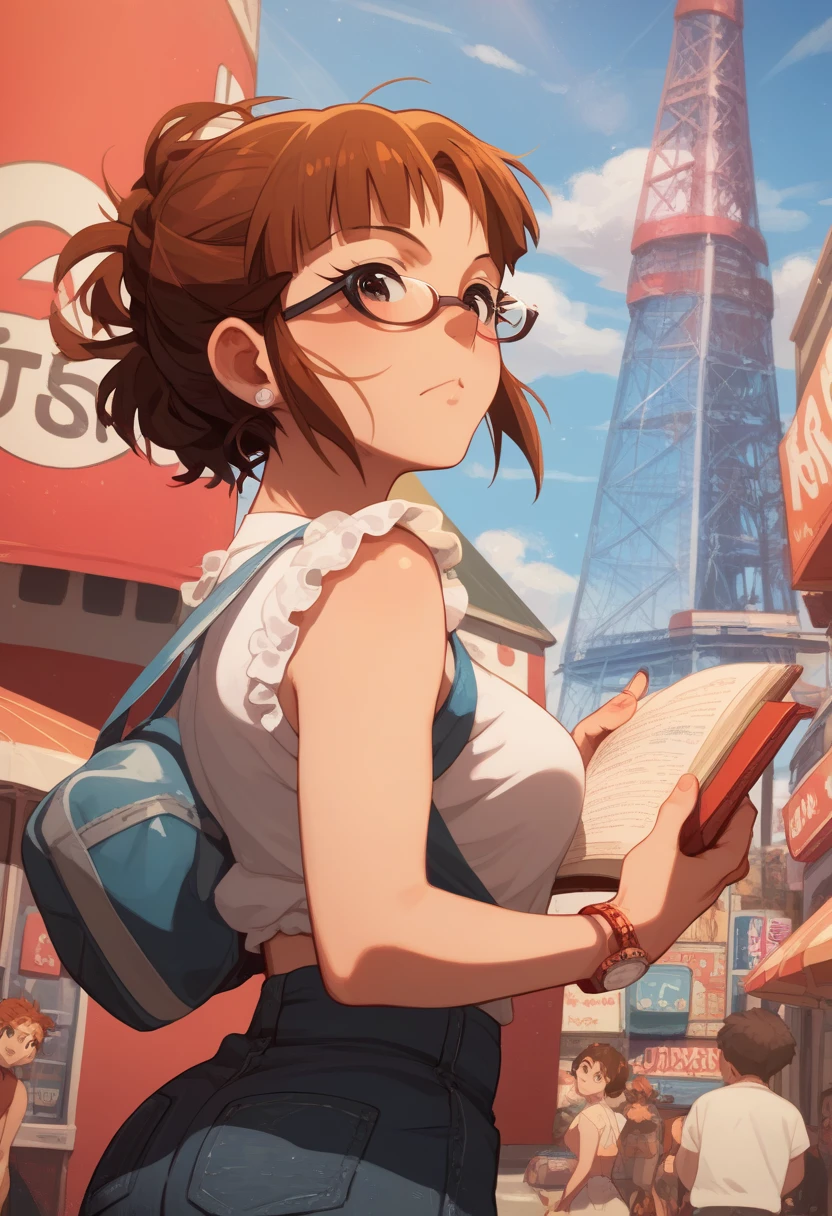 Ritsuko,  short brown hair ,  Big Tits, glasses,   avsugning