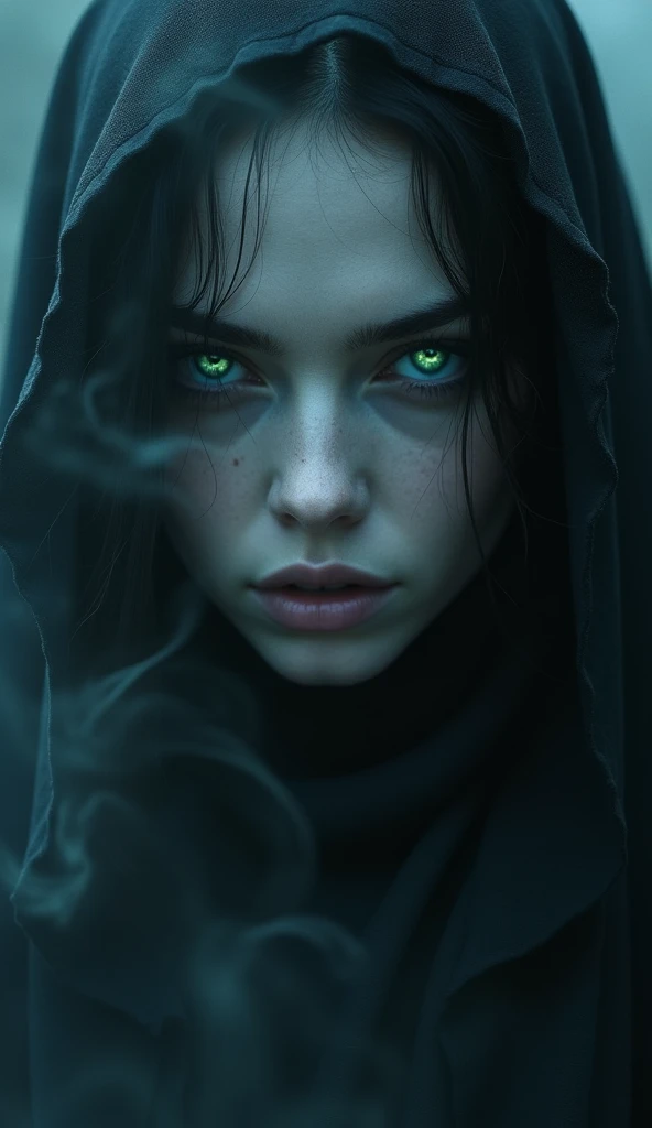 A feminine face with bright, perfect eyes of iridescent colors, ultra detailed themed horror, Face too close to the camera, perfect strokes, clear and slimy skin, foreigner (8k, photoshot, highest quallity), hyperrealisti, Abstract style, Surpreendentemente, [Satan | hellcore:17], escuro and haunting portrait of a demonic Satan emerging from the shadows, exuding terror, sinister eyes that pierce the darkness, Intricate details, Threatening Expression, subdued colors, weirdcore, disturbing, photoshotgráfico, realism taken to the extreme, fine texture