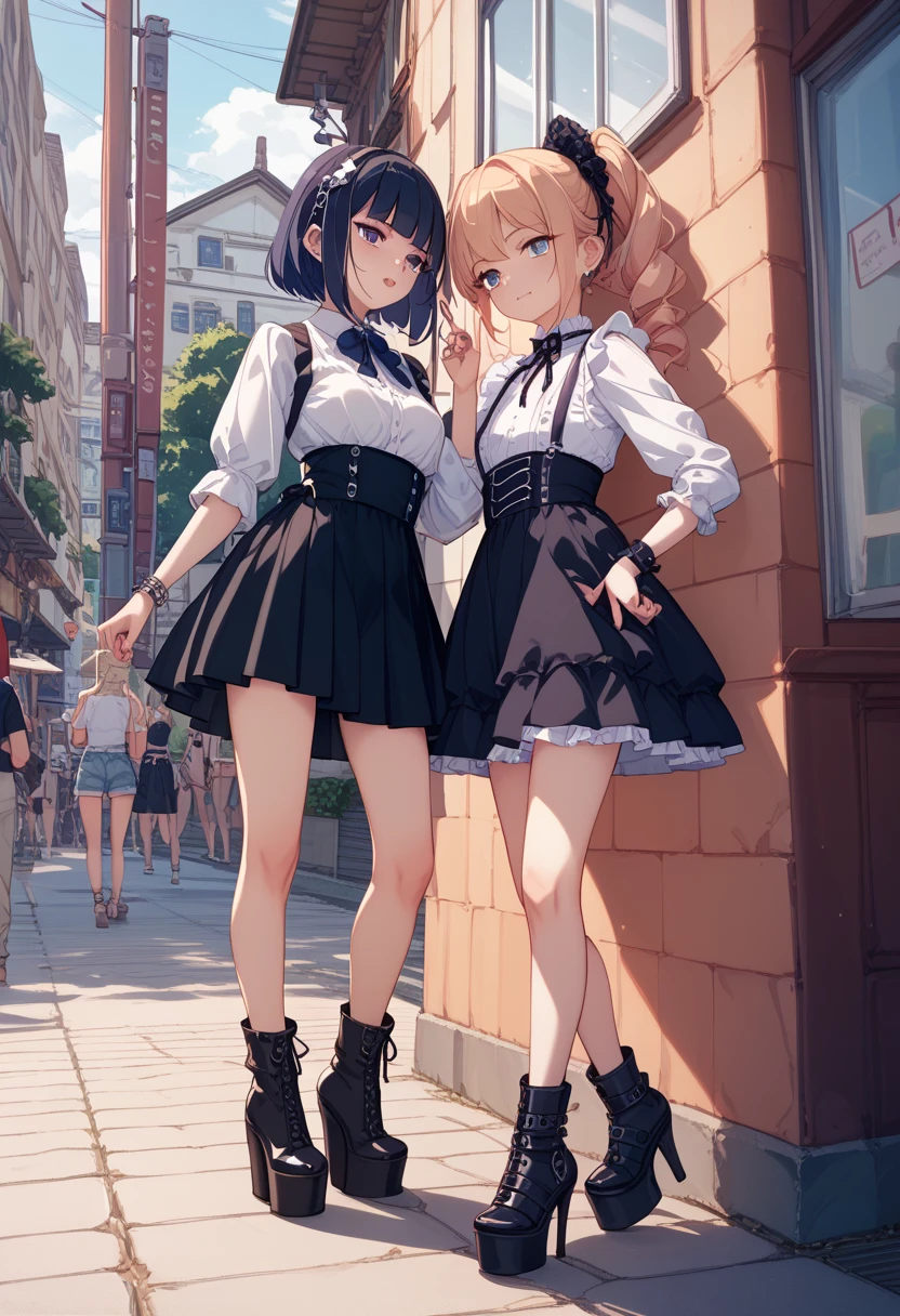 highest quality、High resolution、Detailed Background、(Beautiful face in every detail:1.4)、Anatomically correct、(Draw the usual number of fingers:1.2)、(Detailed facial expressions)、(Detailed eyes:1.2)、(Detailed eyes:1.2)、Beautiful, smooth skin、Teenage beauty、(Highly detailed face:1.4)、cute hair color、Brown Hair、Black Hair、Braided Ponytail、Braided bob cut、Braided long hair、well-groomed eyebrows、Perfect body line、Cowboy Shot、

(Two pretty girls having fun with friends at an amusement park:1.5)、

Looking at me with a big smile、(White Stockings:1.2)

Choose a mini skirt in a bright spring color.、Flared skirts and pleated skirts are fashionable.、Pair it with a simple camisole top for a lighter look.、If you want to keep it casual, pair it with a denim jacket and sneakers.、

Choose a mini skirt with a spring-like pattern or botanical print.、A-line and tight skirts are fashionable.、Pair the top with a blouse that has frills or lace details for a feminine look.、At my feetPair with heels or ballet shoes for a neat look.、

Choose a pleated mini skirt for a feminine look、Pastel colors and patterns are fashionable、Pair it with a light knit top or sweater for a spring look.、At my feet、Pair with loafers or heels、Add a neat look、cute