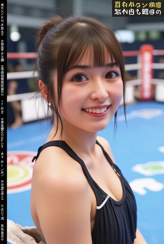  high image quality, 32K,  Extremely Accurate and Accurate Anatomy , masterpiece,  realistic ,  very detailed,   photos of Dress Boxing Match,  high definition , ((nsfw, Slingshot Swimwear)),  Smoother Light  ,  Official Art ,  written border depth,  bright light,  detailed face , ((smile:2.3)), Beautiful details of the eyes, Real textured skin