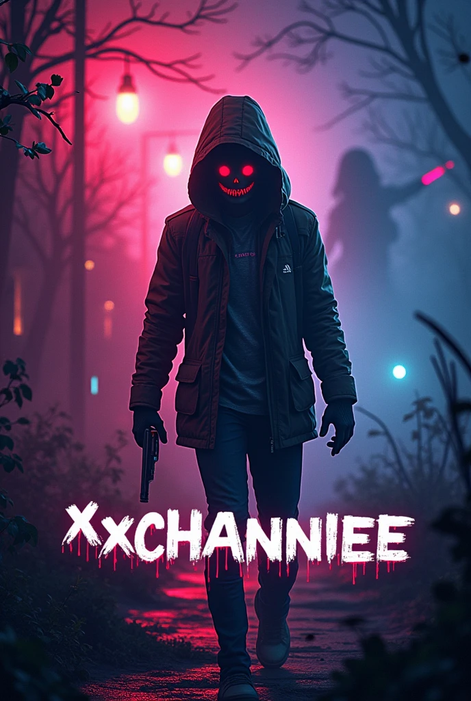 Book cover for "Nightmare" depicting a hooded killer with scary mask, blood, dark, shadows, dripping blood, fear, scary, nightmare, dreamlike state, gore, chaos