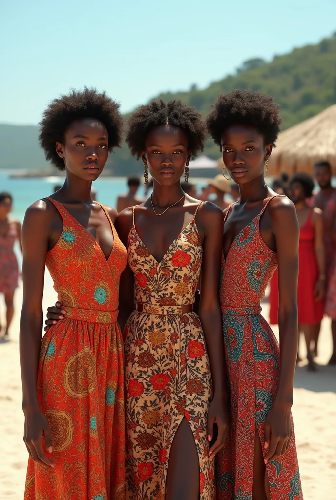 3 femme africaine au bord de l'eau,le regard vers nous