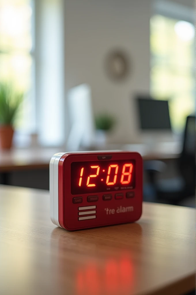 Fire alarm clock in the table