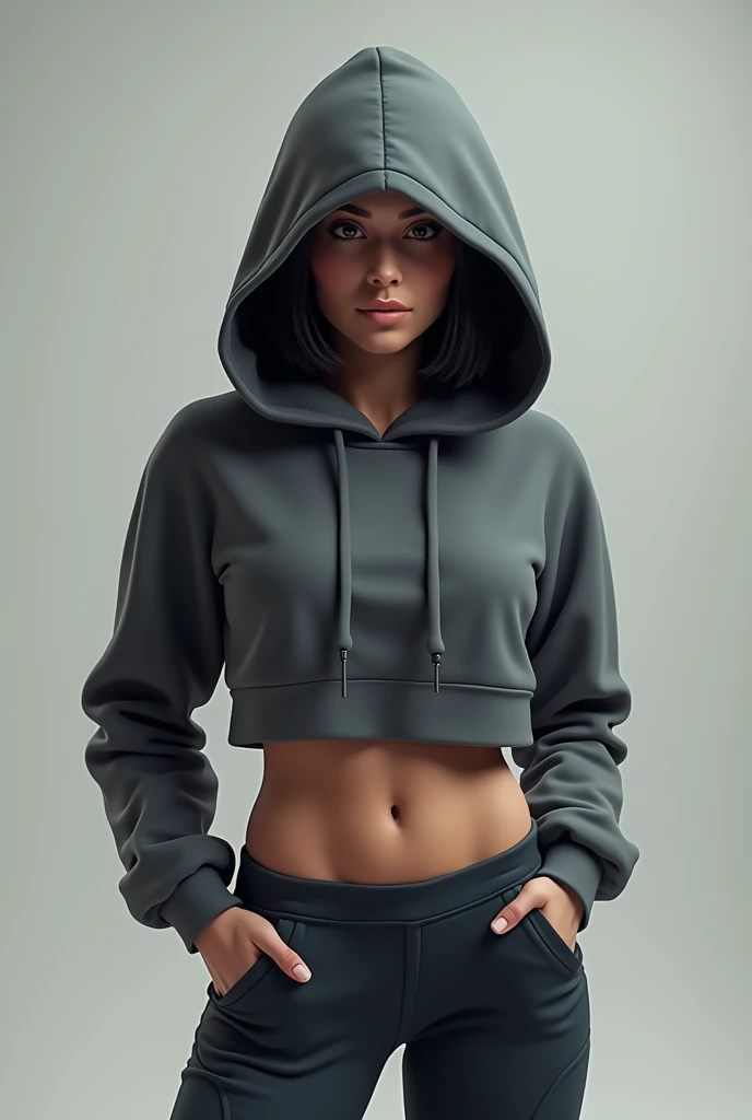 High angle photo of a beautiful young woman in the style of Stefan Kostic, ABS, realistic skin texture, looks up, black sweatshirt, 1/2 body cut, 85 mm art lens, F 1. 2, sharp focus, 8K high definition, insanely detailed, intricate, elegant, art by Stanley Lau and Artgerm --auto