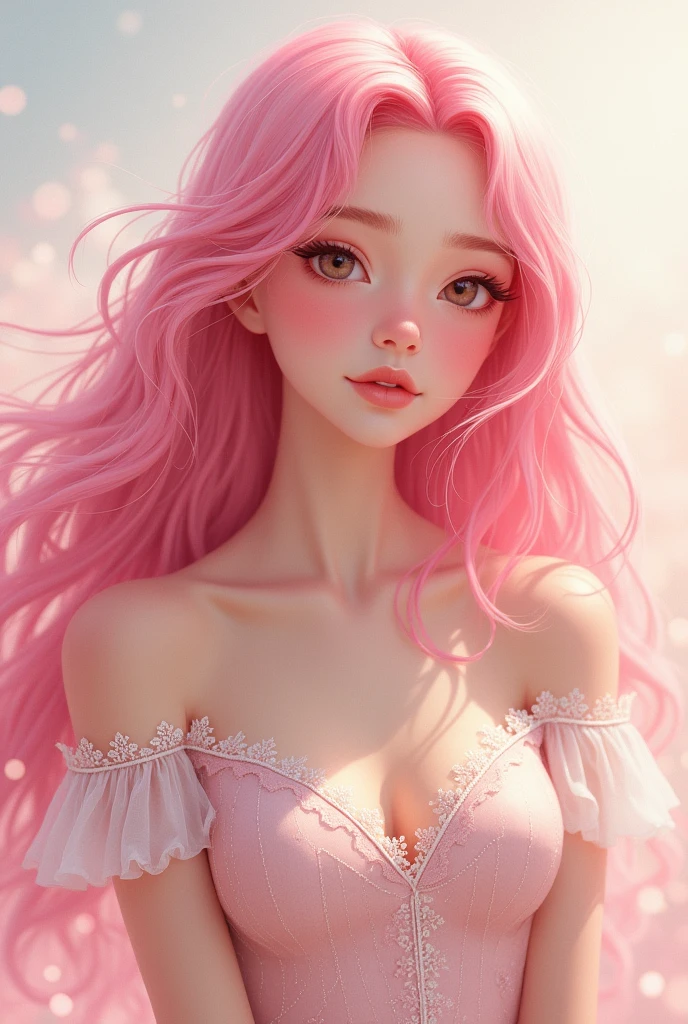 pink hair, retina, anatomically correct, textured skin, award winning