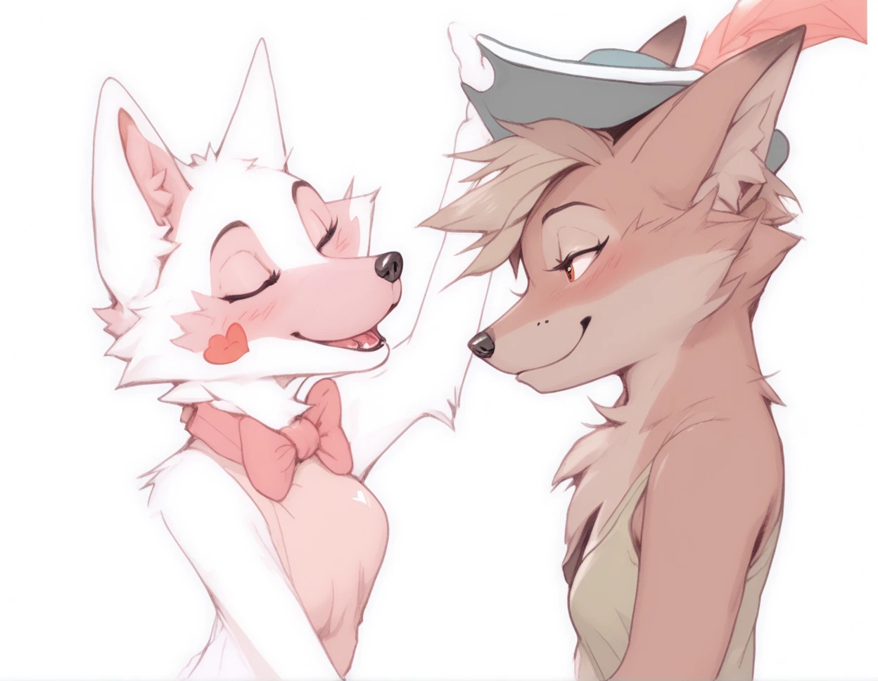 Female, furry, anthro, ultra realistic, foxes, duo, couple