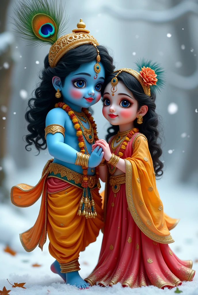 Make the image smiley shree krishna with his devotee & make realistic with some fantasy magic