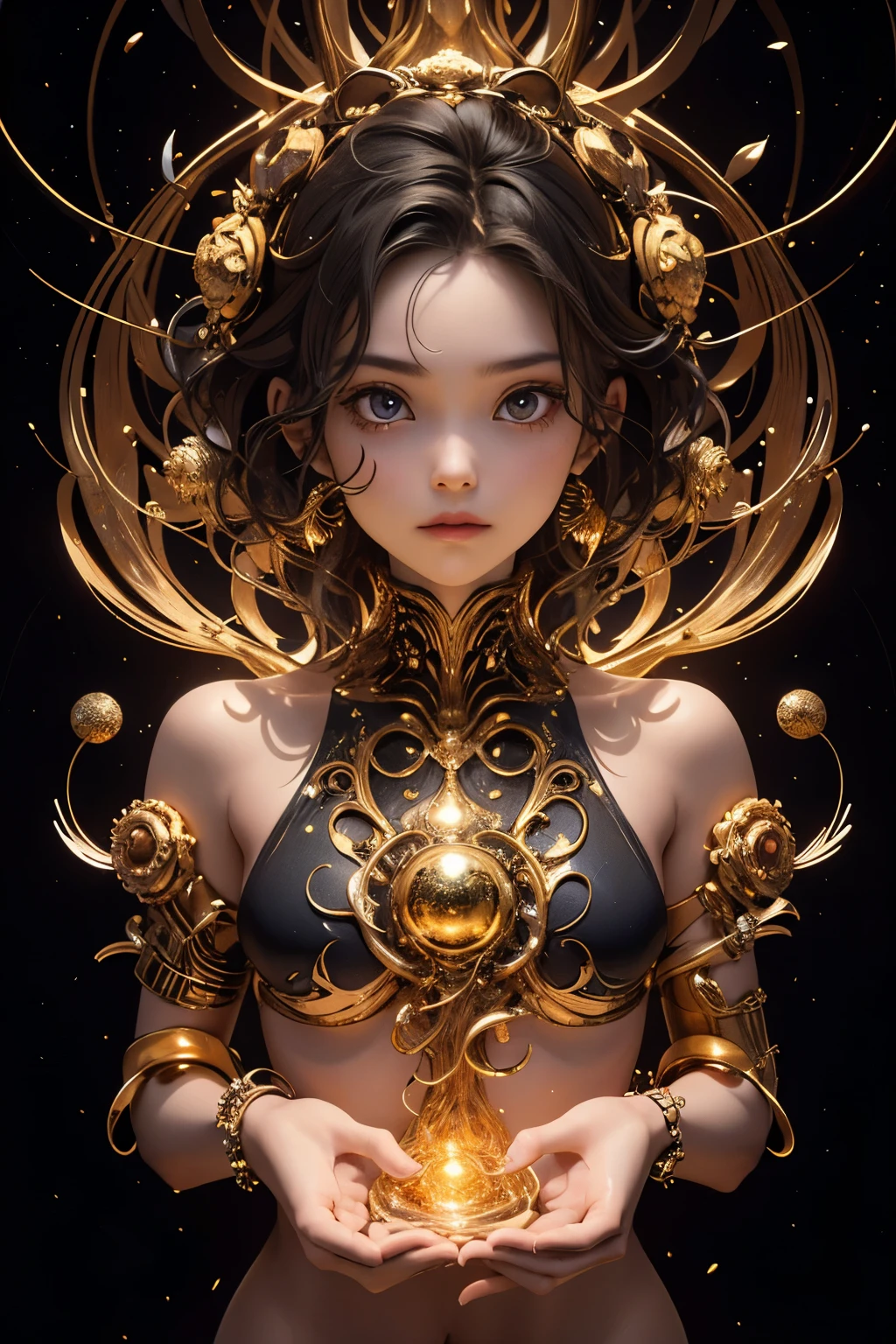 official art, unity 8k wallpaper, ultra detailed, beautiful and aesthetic, masterpiece, best quality, (zentangle, mandala, tangle, entangle), (fractal art:1.3) , 1girl, extremely detailed, dynamic angle, cowboyshot, the most beautiful form of chaos, elegant, a brutalist designed, vivid colours, romanticism, by james jean, roby dwi antono, ross tran, francis bacon, michal mraz, adrian ghenie, petra cortright, gerhard richter, takato yamamoto, ashley wood, atmospheric, ??????? of musical notes, streaming musical notes visible