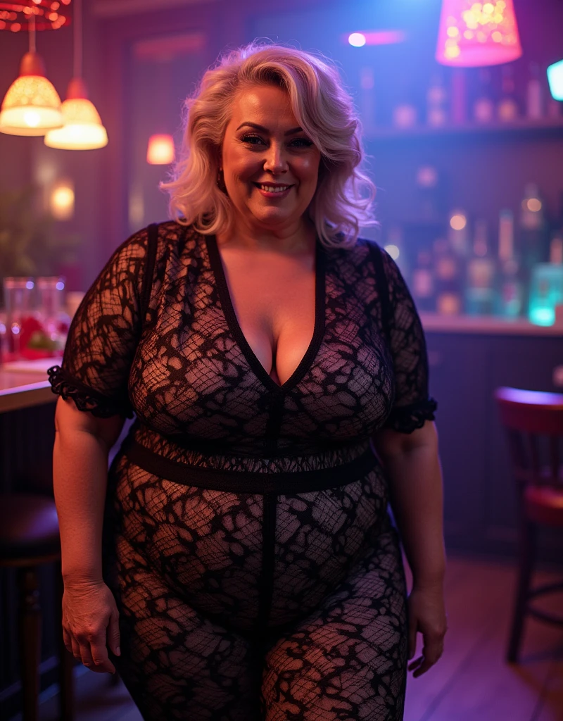 Fat woman, 40 years old white Caucasian woman, big hips, trick thighs, busty cleavage, fancy dressed for a party, jacket, shirt, pants, necklace, earrings, public bathroom, MILF, long straight blonde hair, make-up, lipstick, serious, chubby, bbw, casual pose