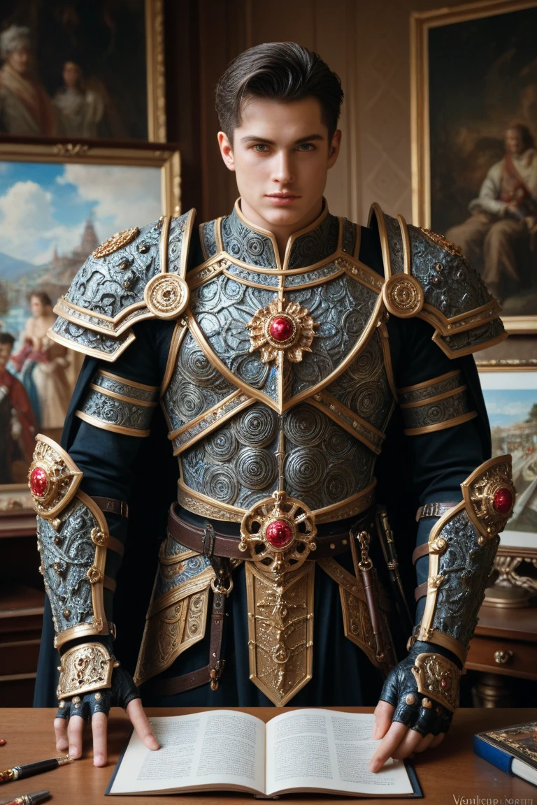 a digital painting of a man with a sword, intricate colorful masterpiece, fractal face, warrior, by Magali Villeneuve, wearing sculpted textured armour, inspired by Nikolai Yaroshenko, the ultimate warrior, intricate flowing paint, computer painting, utopia profile, dreamy art, alex gray, intricate oil painting detail, by Vladimir Baranov-Rossine, warriors