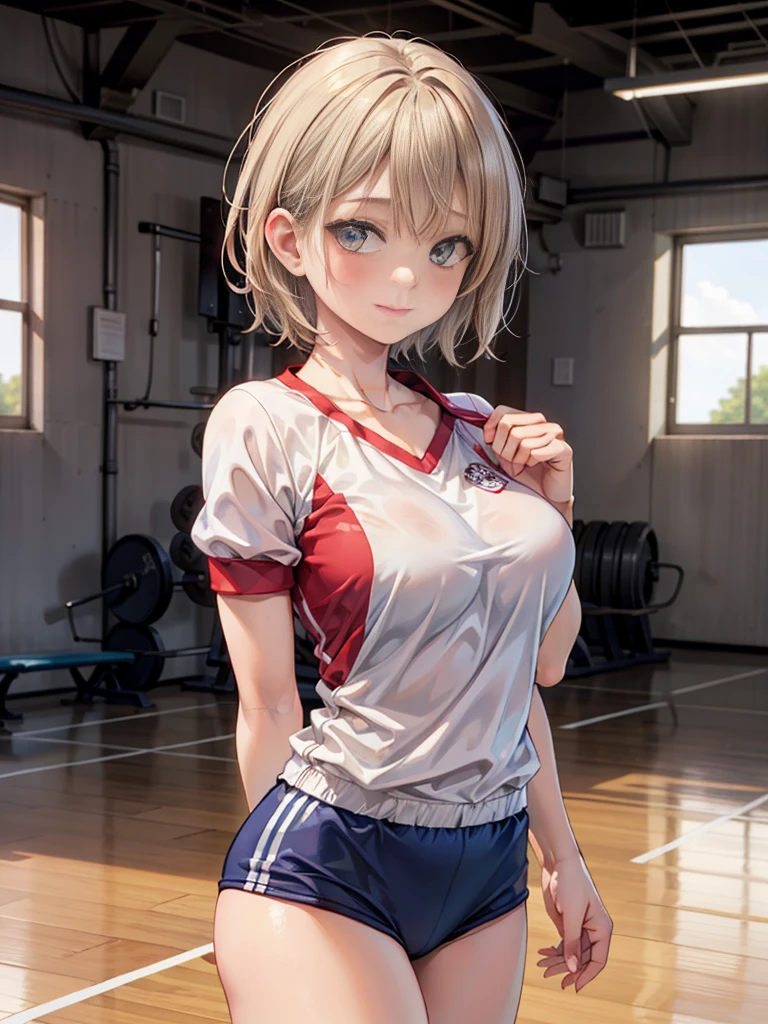 very cute and beautiful girl,(Very detailed美しい顔), (((Close-up shot of face、Open your mouth very wide、Sweating all over、White liquid))),blush,blond hair,Seraphim,((short hair, blond hair, Gal、Small breasts)),((Track & field athletes' uniforms)),((Reaching for the camera、Spread your legs、High angle、Dynamic Angle)), ((Small storage room in gymnasium、Dim lighting、vapor、Sigh、The expression of the limit)), (Highest quality,masterpiece:1.0),Absurd,High resolution,Super detailed,Very detailed,32k,8K resolution, Intricate details,Movie Scenes,Detailed Background,alone,Dynamic Angle,
