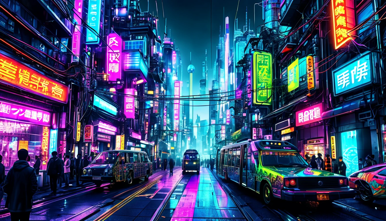 city where everything is made of mechanical, transparent, Bright neon colors, precision machine, mechanical, mechanical部品, Led, Wire Cable, A fusion of all-round punk and all genre punk,  shading effect ,  Gradient Magical Effects , Mysterious effects, ( super detailed, Exquisite Resolution ,  top quality:1.3), 2.5D,   Delicate and Dynamic  ,  artistic photo ,  surrenders,  graphic CG digital fantasy art 