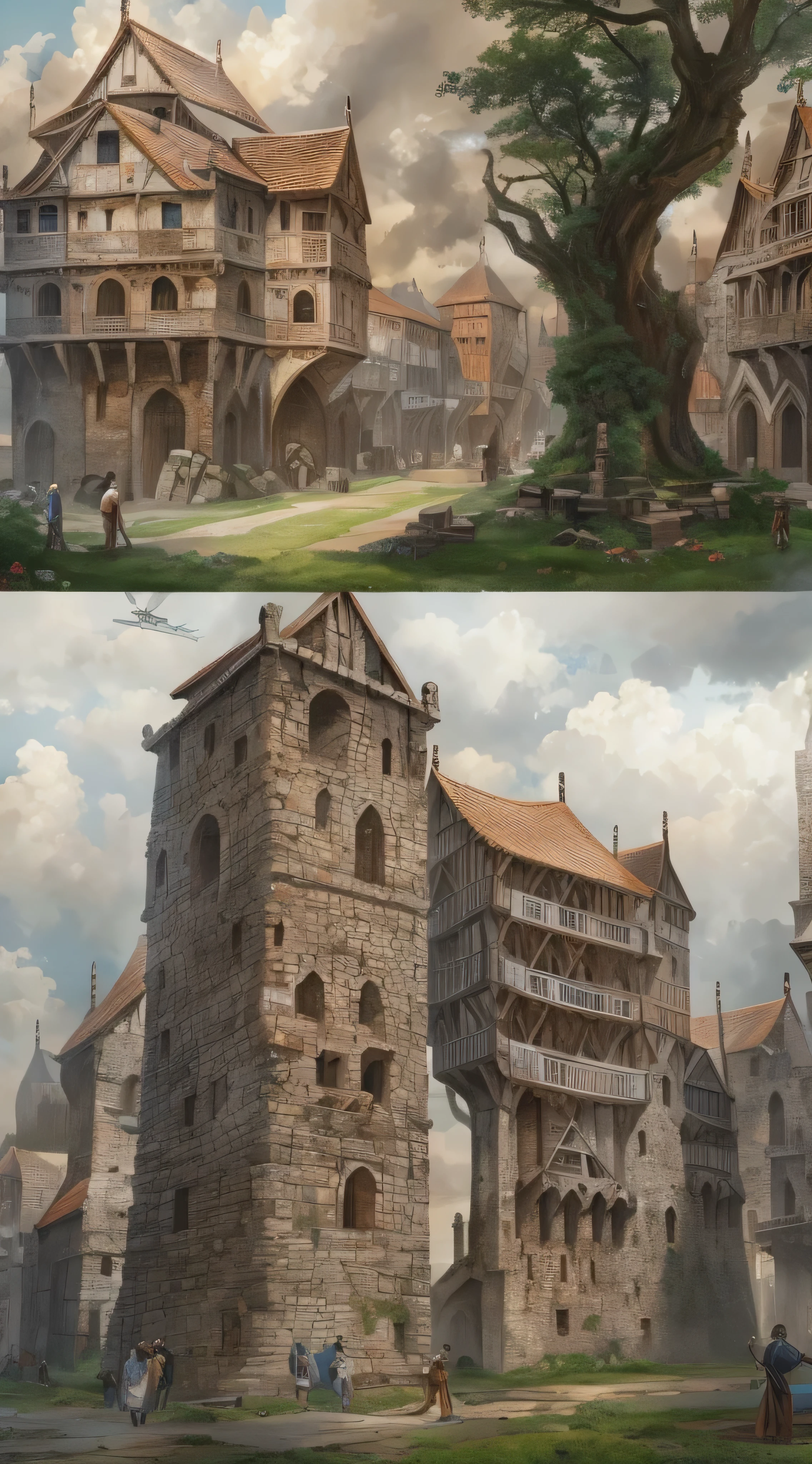  images of giants high-definition images of medieval towns Giants taller than ，whole body,  HD Art Style, Battle a medieval town 　 buildings have exhausted their destruction。 with Crusader soldiers。