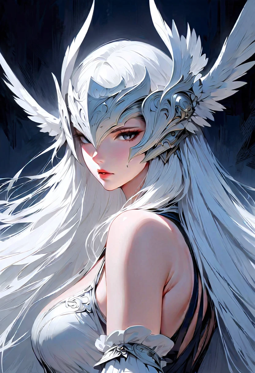 ultra-high res, (photorealistic:1.4), (1girl), solo, deep shadow, shiny skin, (8k, RAW photo, masterpiece:1.2), (best quality:1.3),(ultra detailed:1.2),(highres:1.1), (extremely detailed CG),beautiful, detailed eyes, depth of field,
looking at viewer,
wings, feathers, Hydaelyn, blue eyes, Pure white skin, glowing eyes, white streamers, White hair, blue tattoo,
<lora: Hydaelyn:0.9> expressionless,