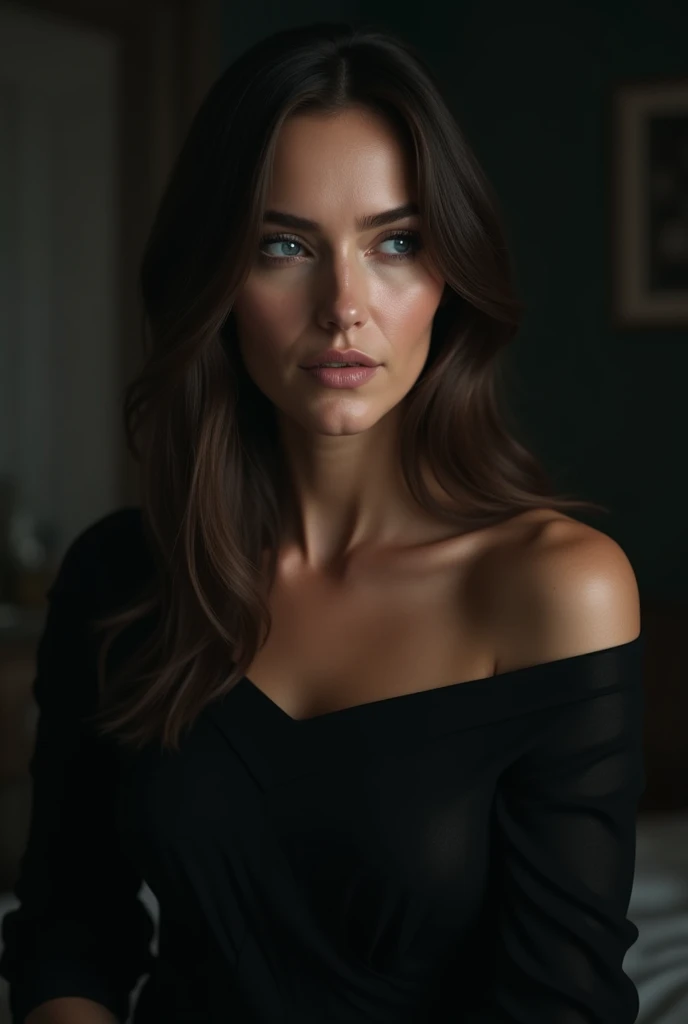 (Masterpiece, best quality, photorealistic, highres, photography, :1.3), very close-up shot, sharp focus, 1 brunette girl, European girl, hot model, highly detailed black eyes and pupils, realistic skin, slim , cleavage, extremely detailed hair, delicate face, sensual gaze, shiny lips, ((wearing black tank tops)), outdoor, ((realistic, super realistic, realism, realistic detail))