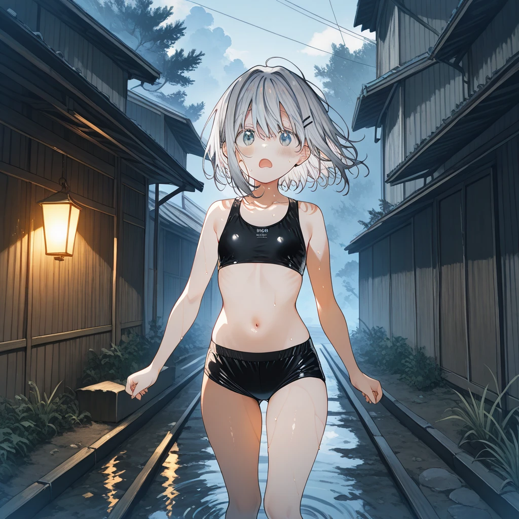 1girl,  female, tomboy, flat chest, sweat, shorts,beautiful detailed eyes,open mouth, outdoors,wind, game CG, break,(artist:kazutake_hazano),artist:fujiyama,artist:Shirabi, break,(masterpiece), (best quality), (ultra-detailed),(Detailed Lighting), very aesthetic, newest, beauty illustration,super detailed skin, (masterpiece), (best quality), (ultra-detailed), very aesthetic lighting,newest ,hi res,absurd_res,shiny skin,2023,(shaded),digital media (artwork), realistic lighting, 16k, 8k,highres, source_anime, official_art, photoshop_(medium)