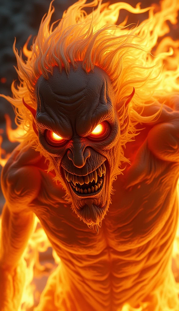 8k wallpaper, spirit screaming in pain, position of suffering and anguish, infernal senary with skulls on the floor