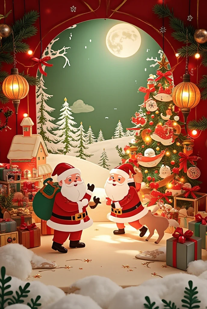 ((Christmas, Santa Claus, Christmas decorations, gifts, in the room)) Ancient China, made of translucent chalcedony, background grassland ((A masterpiece full of fantasy elements))), ((Best quality) ), ((Intricate Details)) (8k) (HD), (Masterpiece:1.2), Ultra HD, Attention to Detail, High Quality, High Definition, Highest Quality, 4K, 8k,Cardboard art engraving