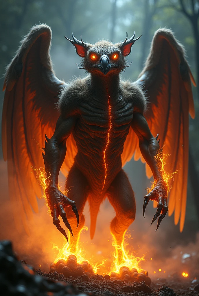 European Legendary fantasy Creature, Creature made of fire, mythology, Magical Creature, character concept art, fairyland, surreal epic scene, bright and saturated colors, Ethereal atmosphere, fairy tales, (best quality, masterpiece, Ultra high detail, 8k)