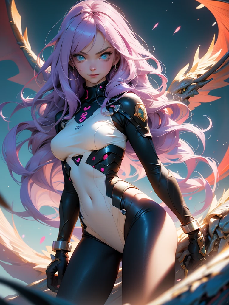 (tmasterpiece, top-quality, Best quality at best, offcial art, Beautiful and beautiful:1.2), (1个Giant Breast Girl:1.3), Extremely long pink curly hair, The is very detailed, sportrait, looking at viewert, Alone, (full bodyesbian:0.6), detailedbackground, closeup cleavage, (Cool sci-fi space theme:1.1), Extremely busty Valkyrie, quackery, mistic, Launch lasers in space, Cybernetics Angel, huge feathery wings, Chrome plated cloth armor, dark purple ribbon、a skirt、Sleeves and kneepads, cybernetic implants, robotic hand, Laser cannon, arm cannon, Exposed chrome armor, Bare chest, glowing laser energy, The halo, Complex armor, Gorgeous chrome armor, sheer white fabric, Elegant purple fabric, a skirt, Streamers, hoods, boots, Bracers, ((((gigantic cleavage breasts)))), a slender waist, slender hip, legs long, kinetic, the space, futuristic moon, (outside space:1.1) Background with, Dark and mysterious lights, shadowing, magical ambiance, holland angle,Ferrari sports car