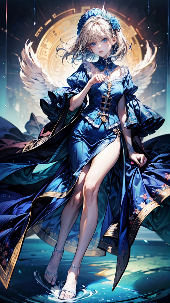 best quality, tmasterpiece,Ultra-high resolution,Clear face,(Reality:1.4),ferpect lighting,(upper body shot), (photorealistic:1.50), anime wallpaper, Guviz style artwork, cover-up fantasy up to magic , by Yang J, Guviz, beautiful artwork illustration, beautiful digital artwork, beautiful digital illustration, Li Song, beautiful anime portrait, art style in Beauvot, Lips wear thick red lipstick,(smille 1:1)