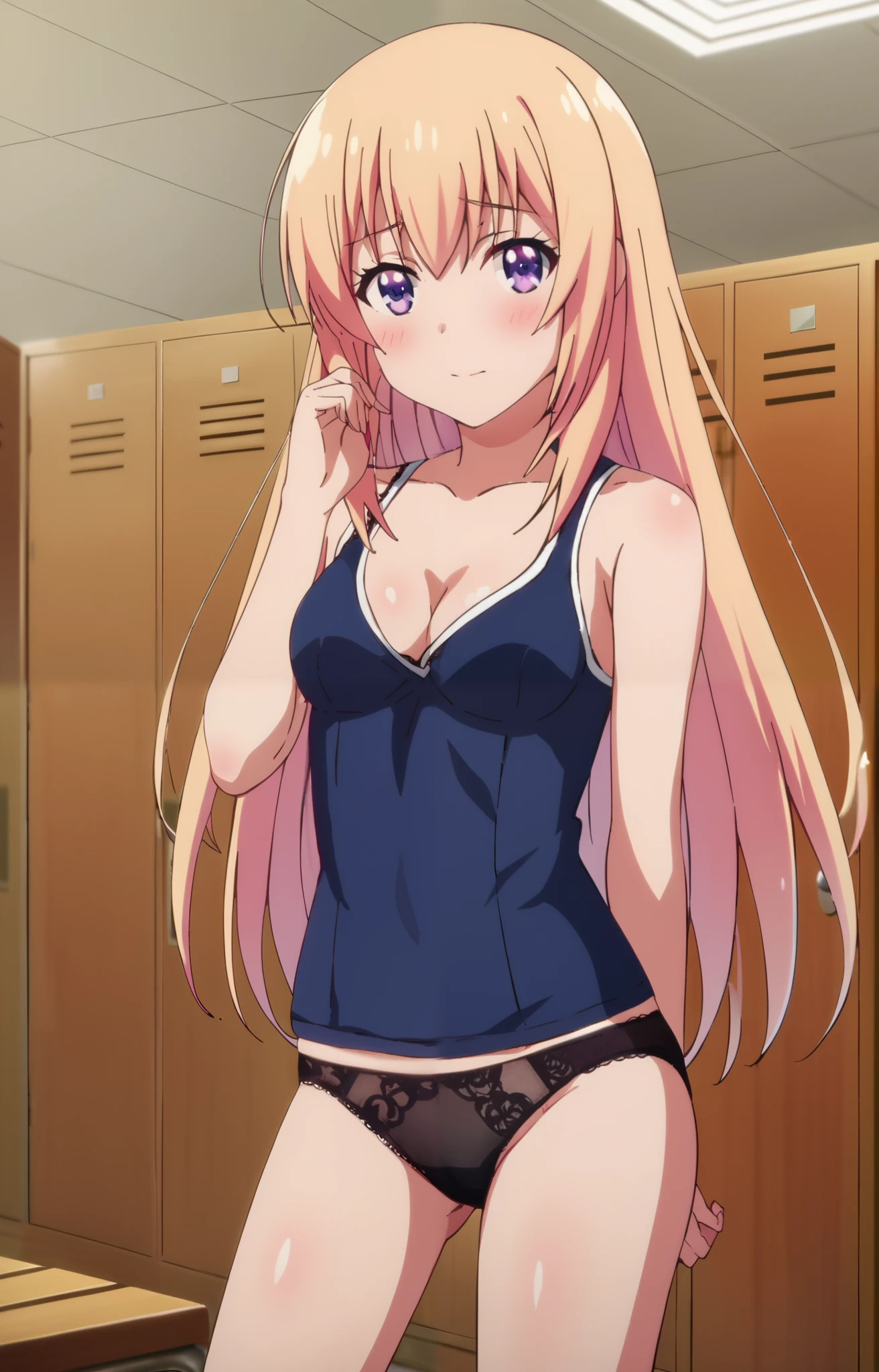 Honami Ichinose, (cowboy shot), ( small breasts), ( cleavage), (I'm taking off my sexy black lace underwear and getting naked:1.3), (Red cheeks:1.2), ( Being Fucked in the Bath by a Shy :1.2), ( Sexy Poses :1.3), (Being peeked at while changing clothes:1.2), (School Madonna changing clothes voyeur ), (locker room:1.2), (School:1.3),  score_9,  score_8_superior,  score_7_superior,  source_anime, (best quality1.2), 細部までこだわったanime,  high quality , full color, 8k,  high definition , nsfw