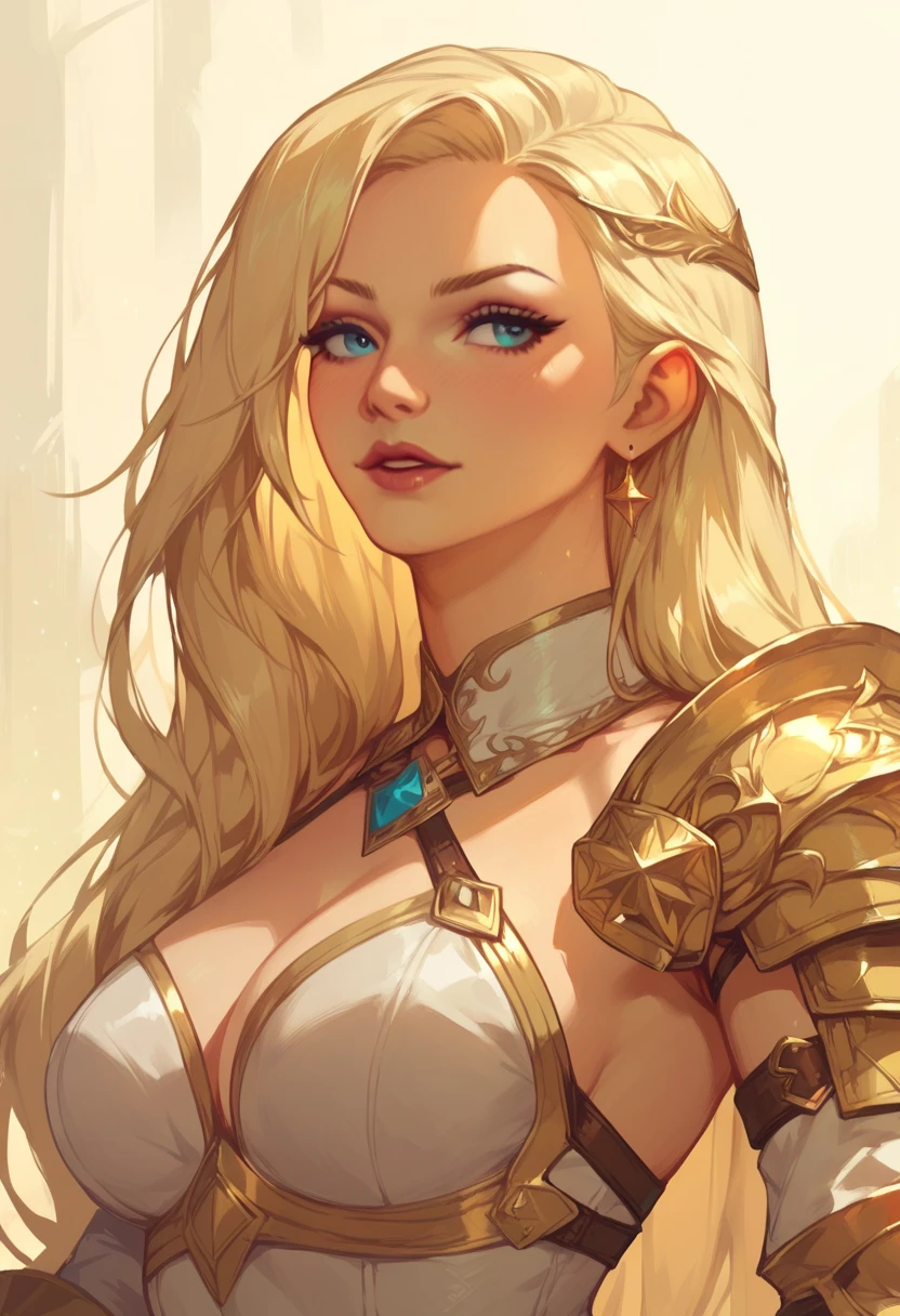 Blonde beauty in full armor 