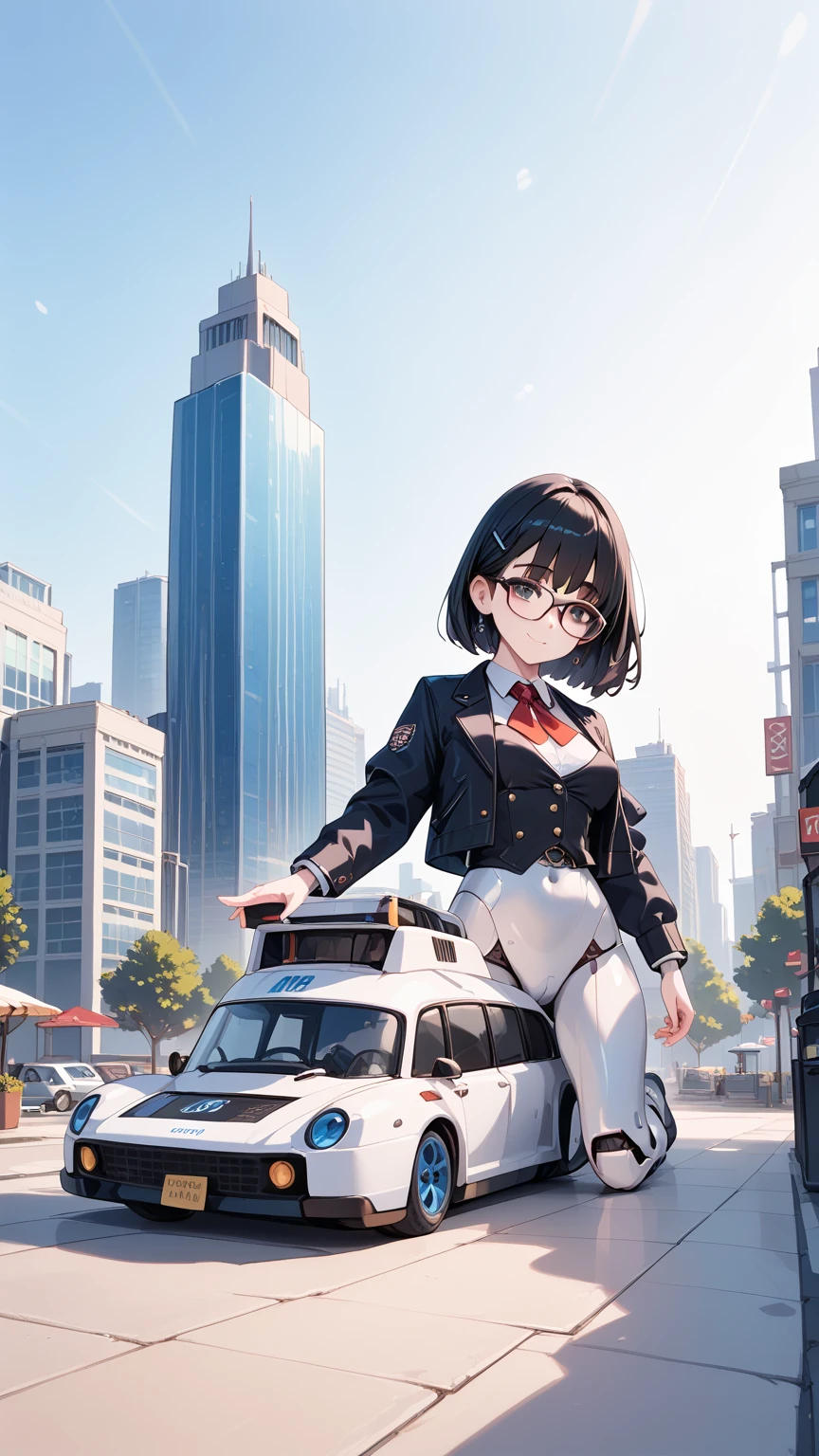 Black hair, glasses, robot model, building a model